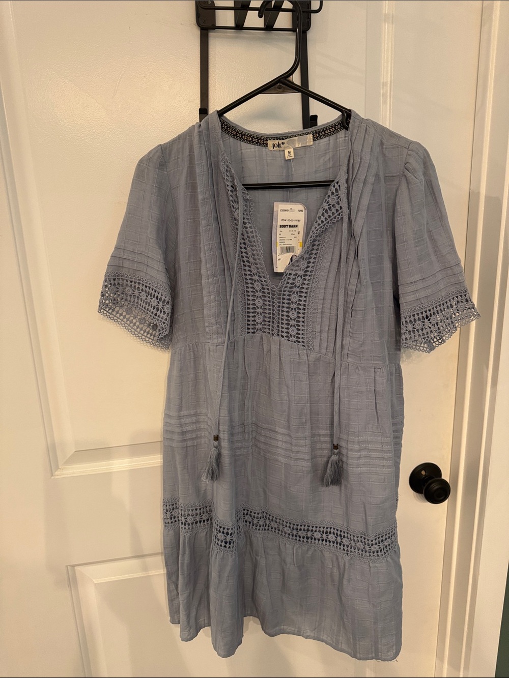 Jolt Light Blue  Crochet-Trim Mini Dress